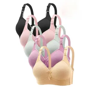 Elegant Wireless Push-Up Bra for Women, Solid Color Contrast Lace Adjustable Strap Bra, Ultra-Soft Comfortable Breathable Lingerie, Ideal for Daily Wear & All-Season Loungewear, Multiple Color Choices