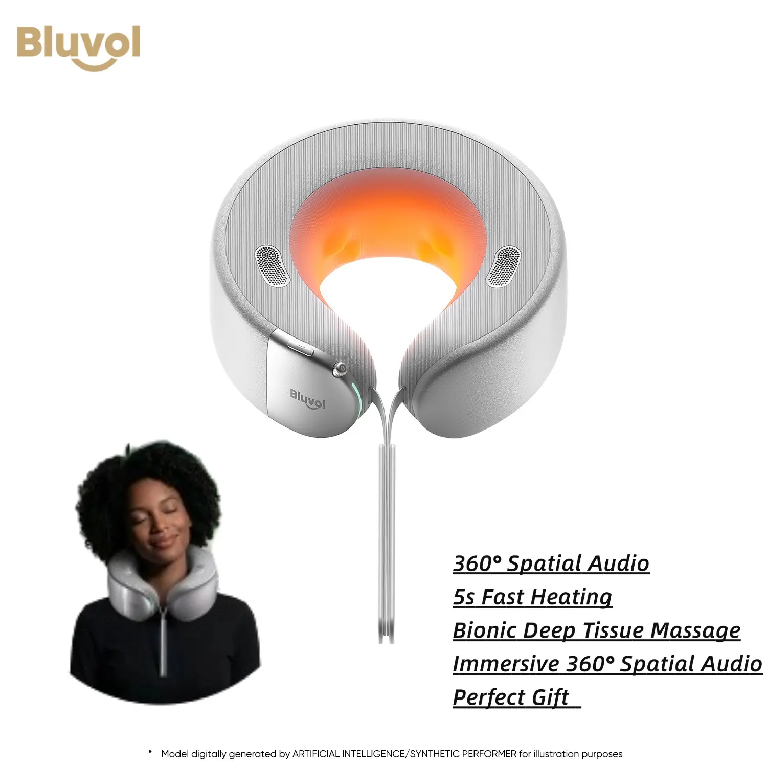 【SummerSale】Bluvol Nest 10 Ultra Immersive Heated Neck Massager, Therapist-Style Deep Tissue Pain Relief, 360° Spatial Audio, Cordless Massager for TV Watching, Gaming, Office Work, Birthday Gift,Father'sdaygifts, Summerwins,dorm essentials