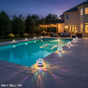 Solar Colorful Geometric Ball Lawn Light, Outdoor LED Changing Colors Handmade Ball Lamp, Garden Patio Pool Party Decor, Gift Idea