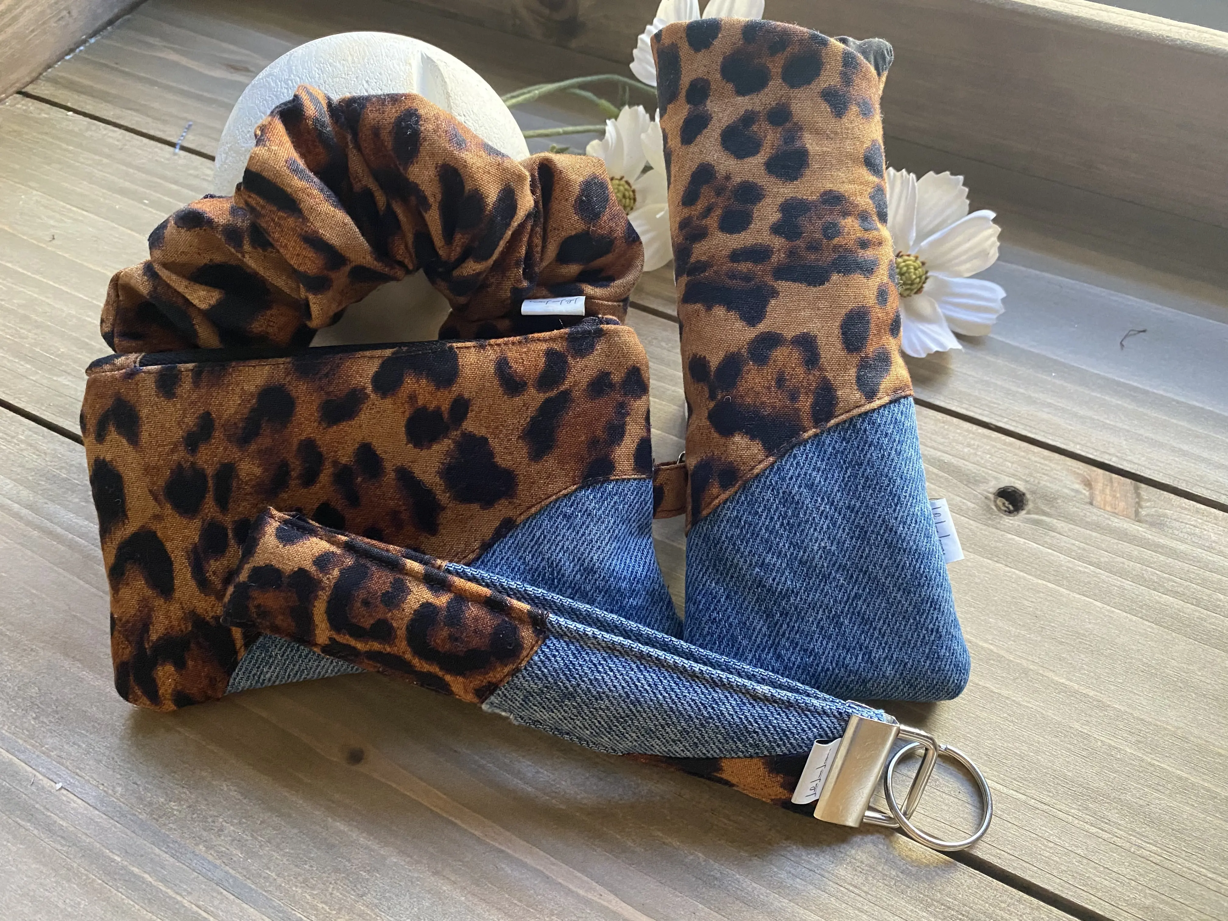 Leopard, Denim Fashion Accessory Sets - Eyeglass Cases & Matching Accessories for Daily Use