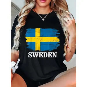 100% Cotton Vintage Sweden Flag For Swedish Gift T-Shirt