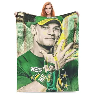 John Cena Flannel Blanket Cozy Wrestling Throw Soft Warm Bedding Couch Blanket Travel Blanket Outdoor Blanket for Wrestling Fans, Teens, Adults, Bedroom, Living Room, Movie Nights, Road Trips