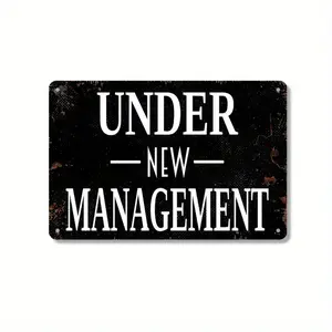 1 Piece Retro Style "Under New Management" Metal Sign - Suitable for Home, Kitchen, Bar, Office Country Style Wall Art, Size 7.8x 11.8inch , Easy to Install, Metal Wall Decoration, Perfect Room Decoration