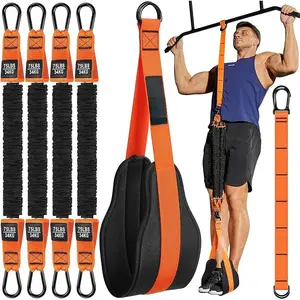 Pull Up Assistance Bands Set - 4 Heavy Duty Resistance Bands 300lbs, Adjustable Weight/Size with Footrest for Home Gym Strength Training