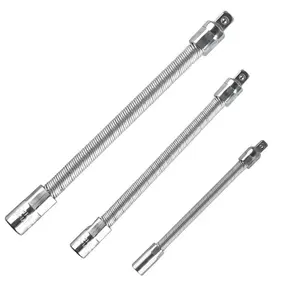 Universal Electric Wrench Socket, 3 Counts Flexible Shaft, Ratchet Wrench Extension Rods Set, Flexible Spring Steel Bit Adapters for Electric Drill