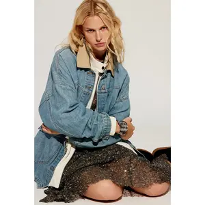 Free People: Lemon Denim Jacket in Berry Blues