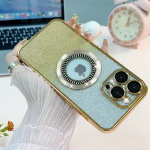 MagSafe Magnetic Protective Casing for iPhone 11-17, Light Luxury Rhinestone Smartphone Accessory, Fully Wrapped Lens with Dust Net, High Elasticity Anti-Drop, Durable Cellphone Protection Cover