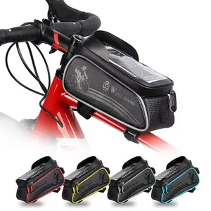WEST BIKING Front Frame Bag.Waterproof Road Bike Sensitive Touch Screen 6 Inches Phone Bicycle Top Tube Bag with Earphone Hole Bicycle Accessories
