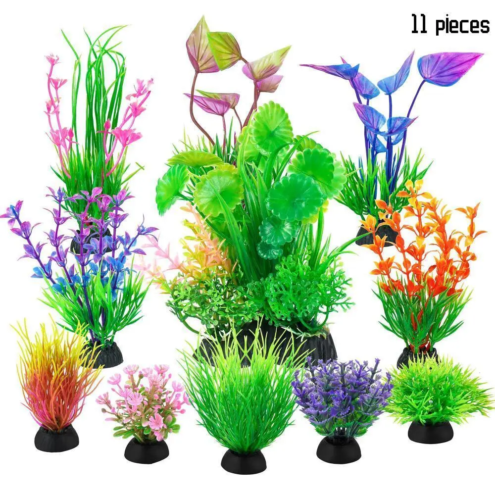 Artificial Plant Fish Tank Decoration, 11pcs/set Mixed Plastic Aquatic Plants Fish Tank Decoration Plant, Fish Tank Accessories, Aquarium Supplies for Home & Aquarium, Aquarium Decorations