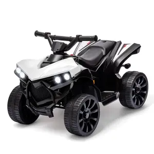 GARVEE 6V Electric Ride-On Toy ATV 4 Wheeler with 1.8MPH Max Speed, Durable Wear-Resistant Wheels, Built-In Music, Foot Pedal Control, White Electric Quad Car for Toddlers and Young Riders
