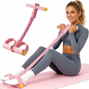 6-Strand Heavy Duty Pedal Resistance Band Trainer – Abdominal Crunch Fitness Equipment, Leg & Core Workout, Sit-Up Assist, Home Gym Exercise, Non-Slip Foot Pedals & Portable Resistance Bands