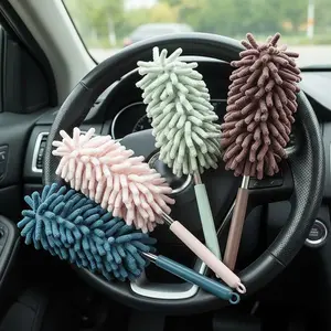 Car Interior Duster with Extension Pole,Cars Duster Exterior&Interior Scratch Free,  Microfiber Car Dusters with Bendable Head, for Cleaning of Vehicle Details, Offices, Window