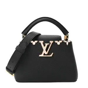 Pre-owned Louis Vuitton Leather Shoulder Bags Taurillon Mother of Pearl Flower Crown BB Black 4000024422501