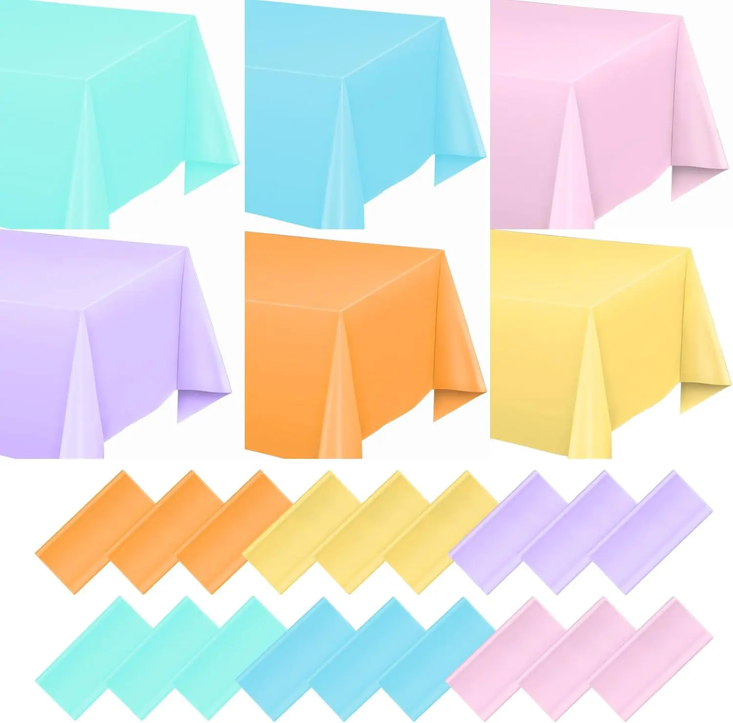 18 Pack Plastic Tablecloths Bulk 54 x 108 Inch Disposable Rectangle Table Covers  Party Table Cloths for Indoor or Outdoor Events Birthday Party Decor Supplies (Fresh Colors)