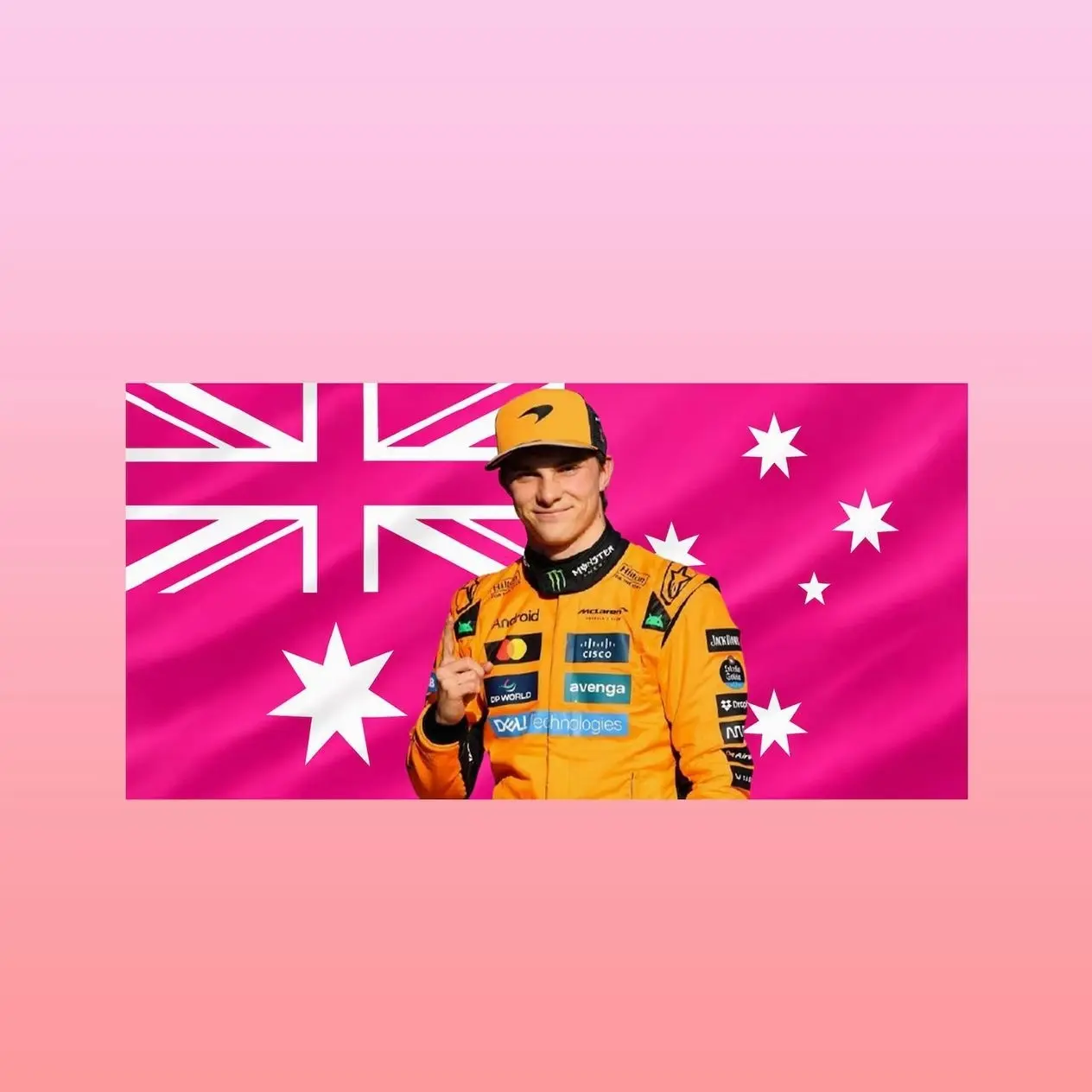 Oscar Piastri Pink Australian Flag Tapestry – F1 Driver Wall Art | Racing Fan Decor | Aesthetic Pink Australia Flag | Motorsport Gift