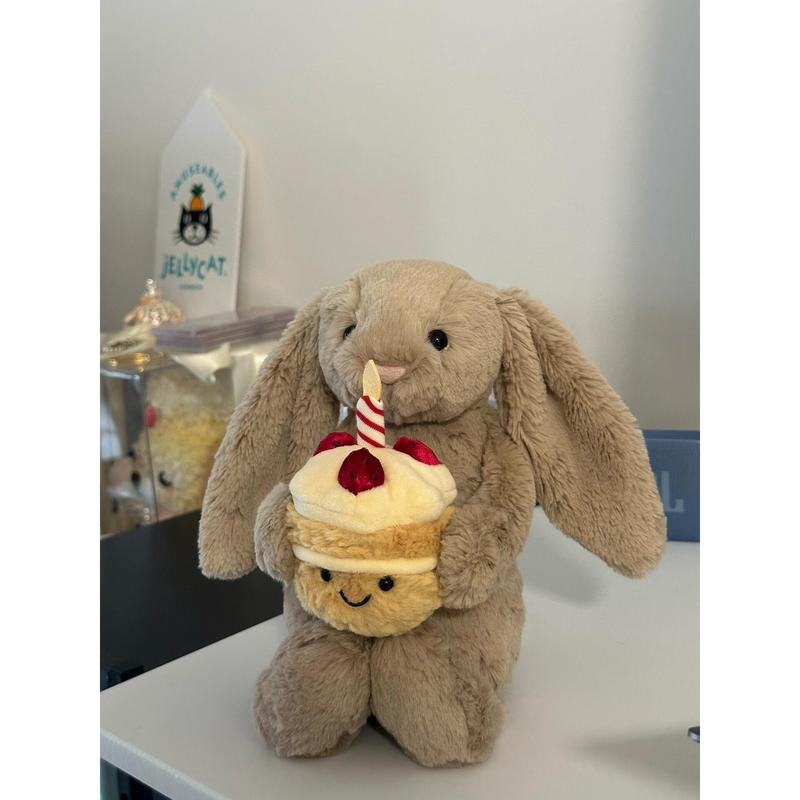 Shy Bugs Bunny Birthday Cake Cotton Plush Toy with Festive Cake Design for Kids Soft Cotton Material Perfect for Birthday Celebrations