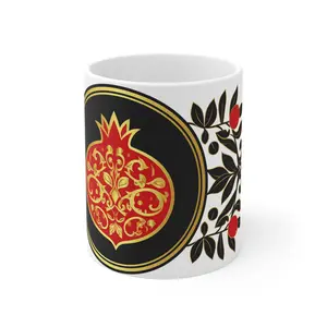 Elegant Pomegranate Mug, Vibrant Floral Coffee Cup, Gift for Tea Lovers, Home Décor, Unique Kitchenware