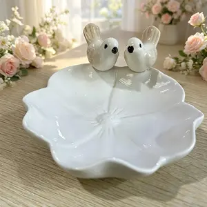 1 Charming Ceramic Bird Jewelry Tray | for Lotus Base Design | Multi-Functional Storage Box | Party Home Decor