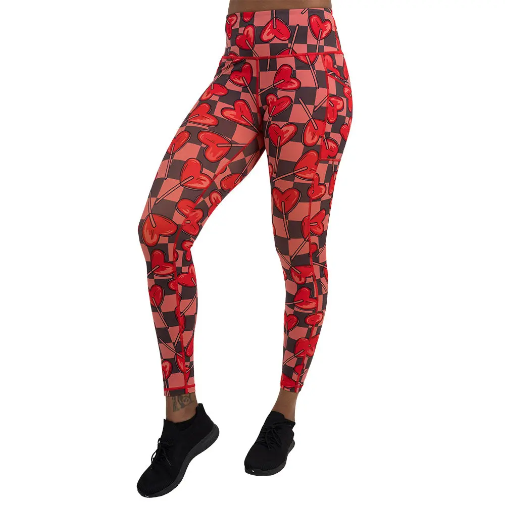 CVG Sweet On You Leggings Heart Bottom, Candy, Checkerboard