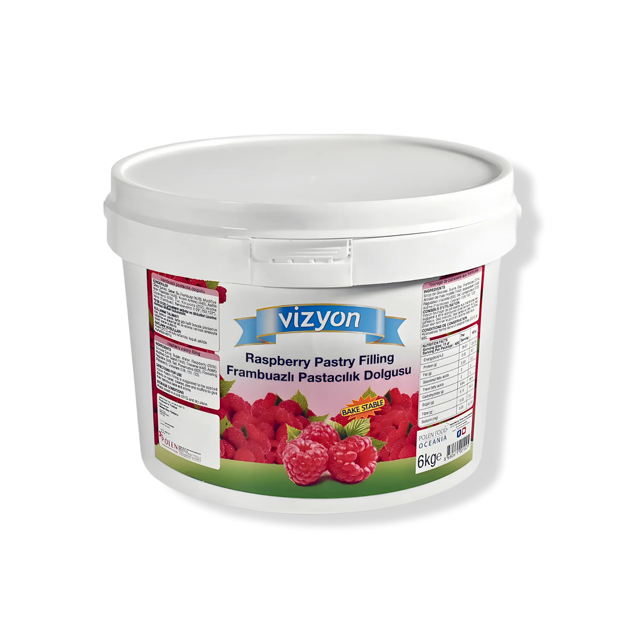 Vizyon Bake-Stable Raspberry Pastry Filling (13.23 lbs / 6 kg) - Ready-to-Use