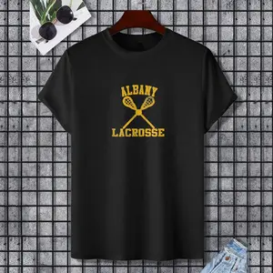 Vintage Albany Lacrosse T-Shirt, 100% Cotton, Single Side Printed, Black Short Sleeve T-shirt, Gift for Family Friends, S-XXXL, 1 pc, Fabric Weight 180g
