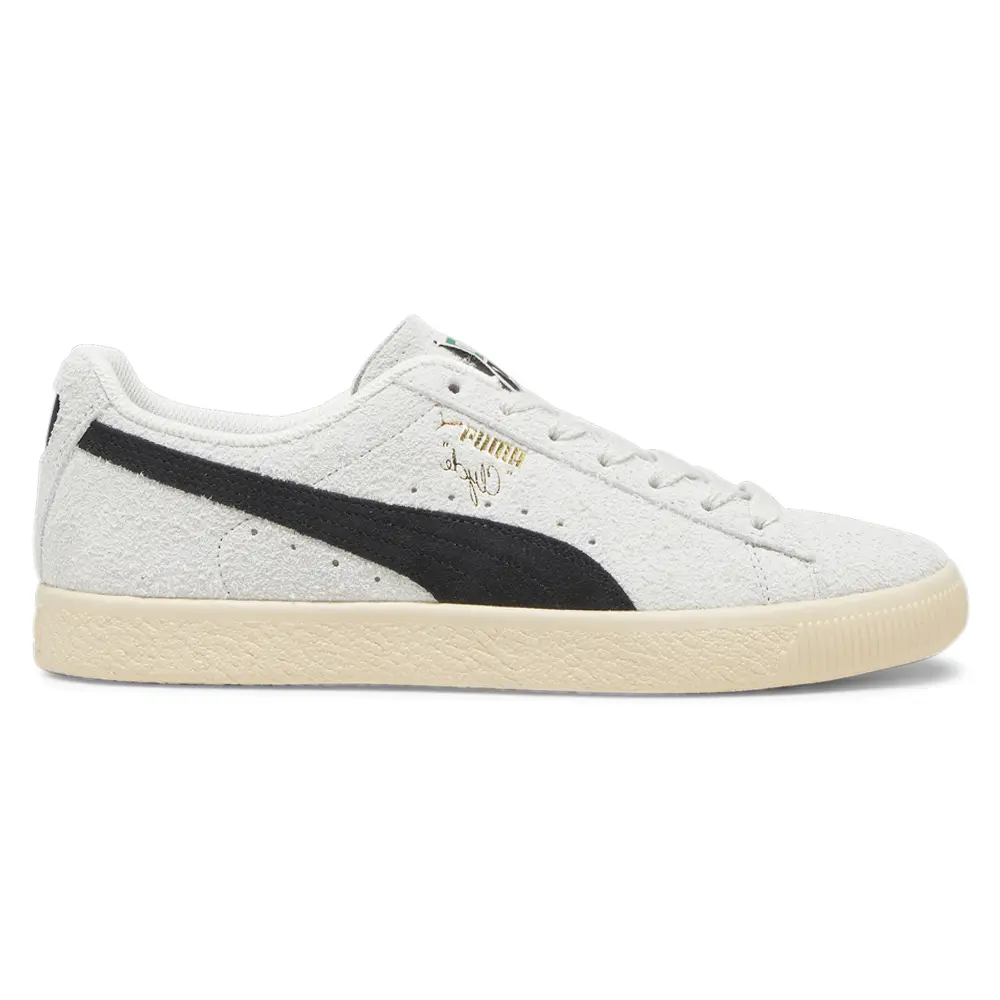 PUMA Mens Clyde Hairy Suede Lace Up Sneakers Shoes Casual - White