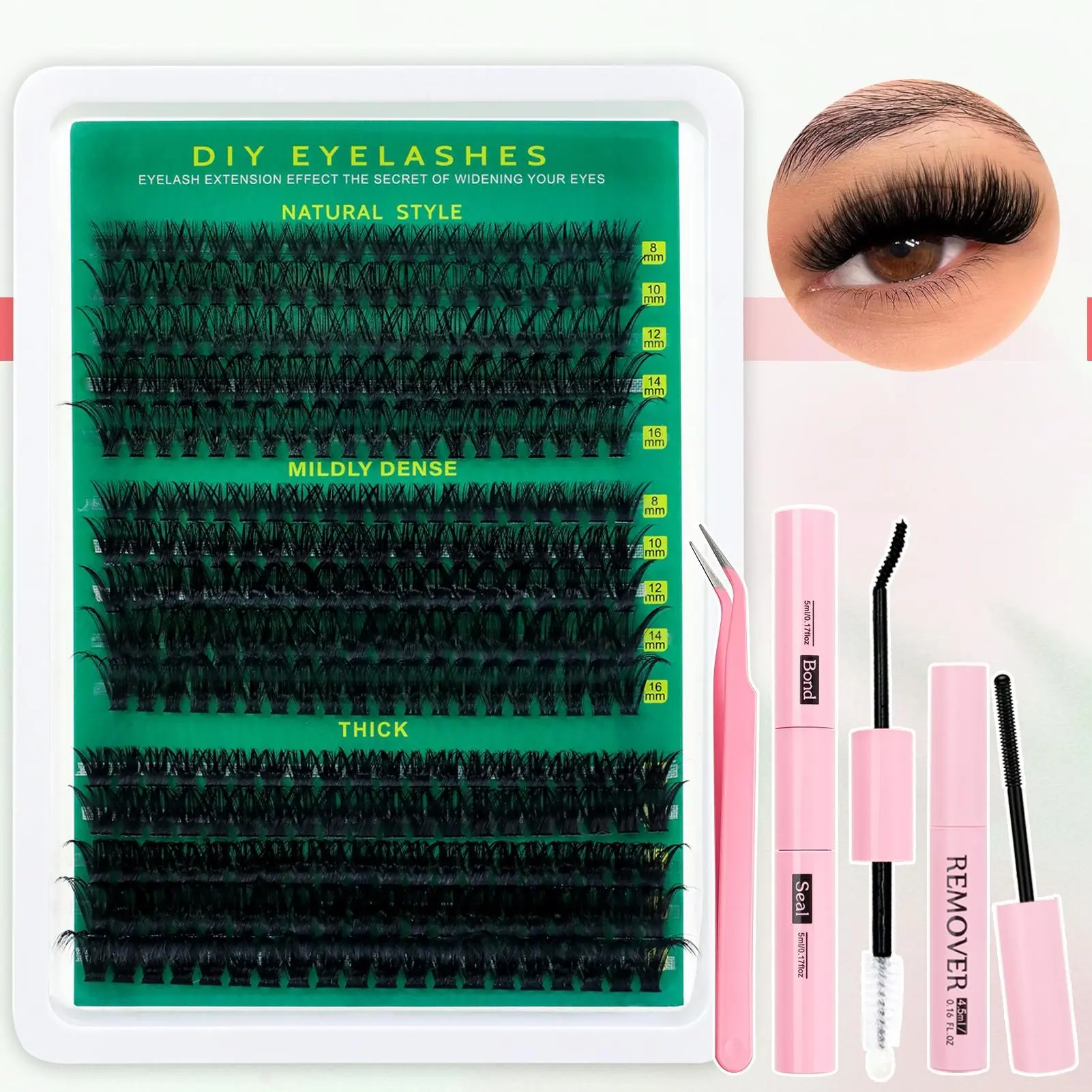 Plush Cluster False Lashes, Soft Fine Bunches, Dense D Curl, Non-Toxic, Mixed Length, 0.07mm Thickness, Patch Form, Batch 202512, DIY Eyelash Cluster, DIY Lash Clusters, Eyelash Extensions, Lightweight, Makeup
