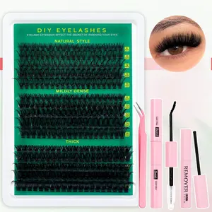 Plush Cluster False Lashes, Soft Fine Bunches, Dense D Curl, Non-Toxic, Mixed Length, 0.07mm Thickness, Patch Form, Batch 202512, Eyelash Extensions, Lightweight, Makeup