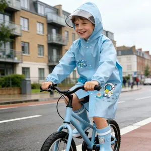 Waterproof Windproof Kids School Raincoat | Cartoon Print Open Backpack Slot for Outdoor