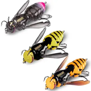 Wasp Craw Bait Insect Bionic Floating Fishing Lures Swimbaits Hard Artificial Baits Lure for Freshwater and Saltwater Bass Carp Pike Walleye Fishing ABS Material Carbon Steel Three Book Hook