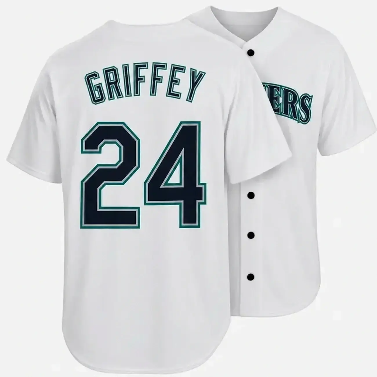 All-over Print Baseball Jersey Without Piping, White Baseball Uniform, Griffey #24 Sports Fan Jersey, Lightweight Athletic Apparel C