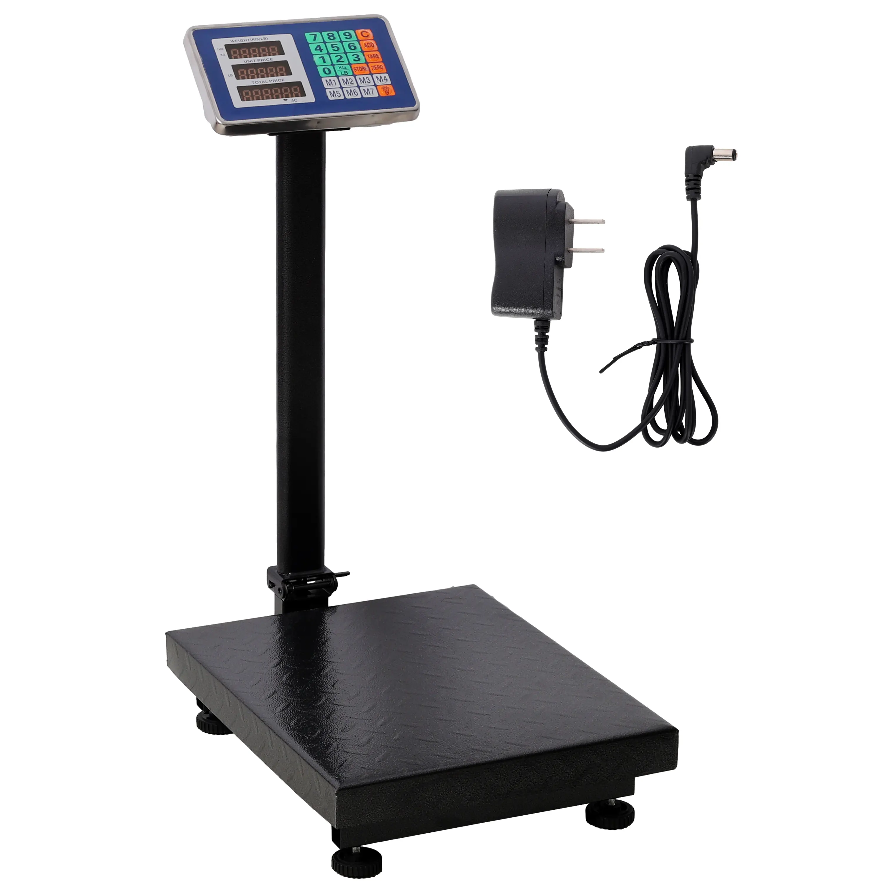 Hdmw 660lbs Weight Computing Digital Scale Floor Platform Scale,0.1 lbs Accuracy Computing Floor Scale with LB/KG, Tare, Price Calculator, Black color, Adjustable Feet, Dual Power