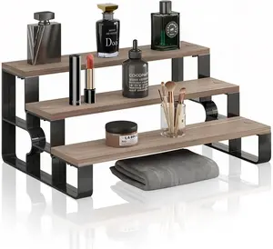 Perfume Organizer for Men,Cologne Organizer for Dresser,3 Tier Bathroom Organizer,Makeup Organizers,Wooden Display Riser Stand for Vanity,Bedroom,Dressing(Walnut-Width=11.2")