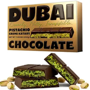 Premium Dubai Chocolate Bar with Pistachio Cream & Kunafa, 7.05oz (200g) – Fresh Handmade Luxury Chocolate, Ideal Holiday Gift