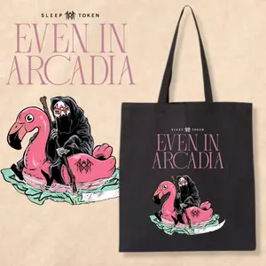 Sleep Token Tote Bag, Even In Arcadia Flamingo Graphic Cotton Canvas Bag, Aesthetic Reusable Shoulder Bag for Daily Use Shopping Gift