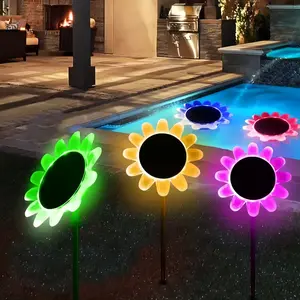 4-Pack Solar-Powered Waterproof Petal Lights Color-Changing Gradient, Smart Shape Transformation Ideal for Bathroom Decor Lighting, Garden & Lawn Accents, Pool & Pond LED Lighting