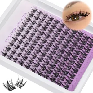 Wispy Lash Clusters 10-14MM Natural Manga Eyelash Extensions with Spiky Ends C Curl Fairy Lashes for DIY Lash Look at Home 110Pcs Individual Clusters