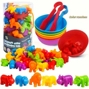 Counting Animals Color Sorting Matching Games with Sorting Bowls Montessori Sensory Early Educational Toys Learning Fine Motor Skill & Counting Math Toys Gift for 3 4 5 Year Old Boys Girls