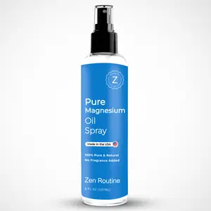 Zen Routine Pure Magnesium Oil Spray 8oz | Restful Sleep, Muscle Relaxation & Stress Relief | Magnesium Deficiency | Restless Legs & Muscle Cramps | USP Grade | Made in USA