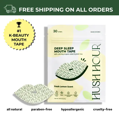 HUSH HOUR Mouth Tape - Lemon - Rest Recovery - Organic Green Tea - Skincare Tool - Lip care Jawline Contour Tape
