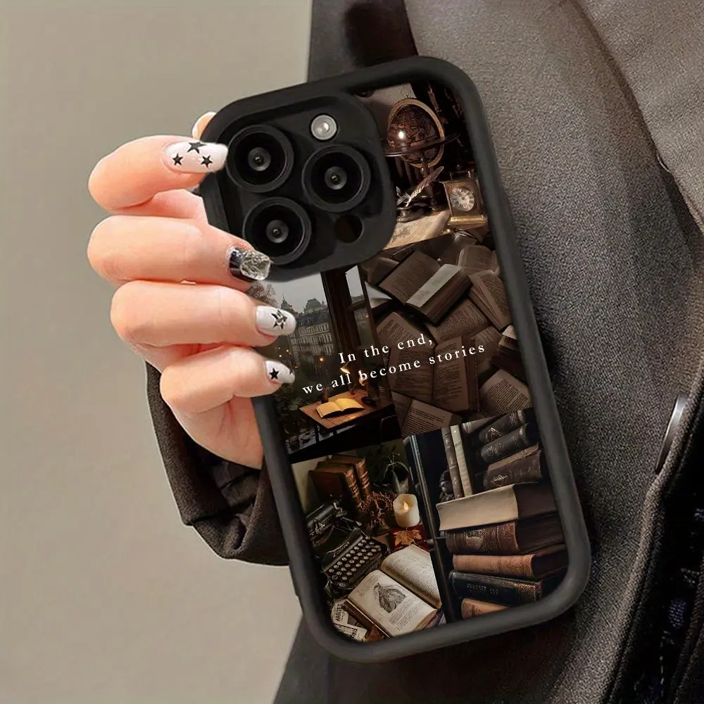 Literary Collage Print Slim Fit Silicone Cellphone Case - Protective Casing Cover for iPhone 17 Air,16,15,14 Pro Max,13,12,11,XR,XS Plus, Durable, Shockproof, Full Camera Protection Phone Aesthetic Accessory