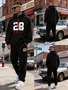 Men's  Hooded Sweatshirt Set, New Spring 2026 Style, Black Men's Tracksuit, Daily Wear, Simple Long Sleeve Hoodie