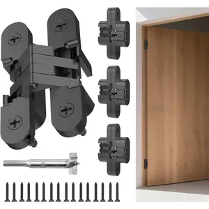 Invisible Hinges for Cabinet Doors - Completely  180?Hinges,Concealed and Smooth Quiet Close(Black,0.51"-2.36",4Pack)