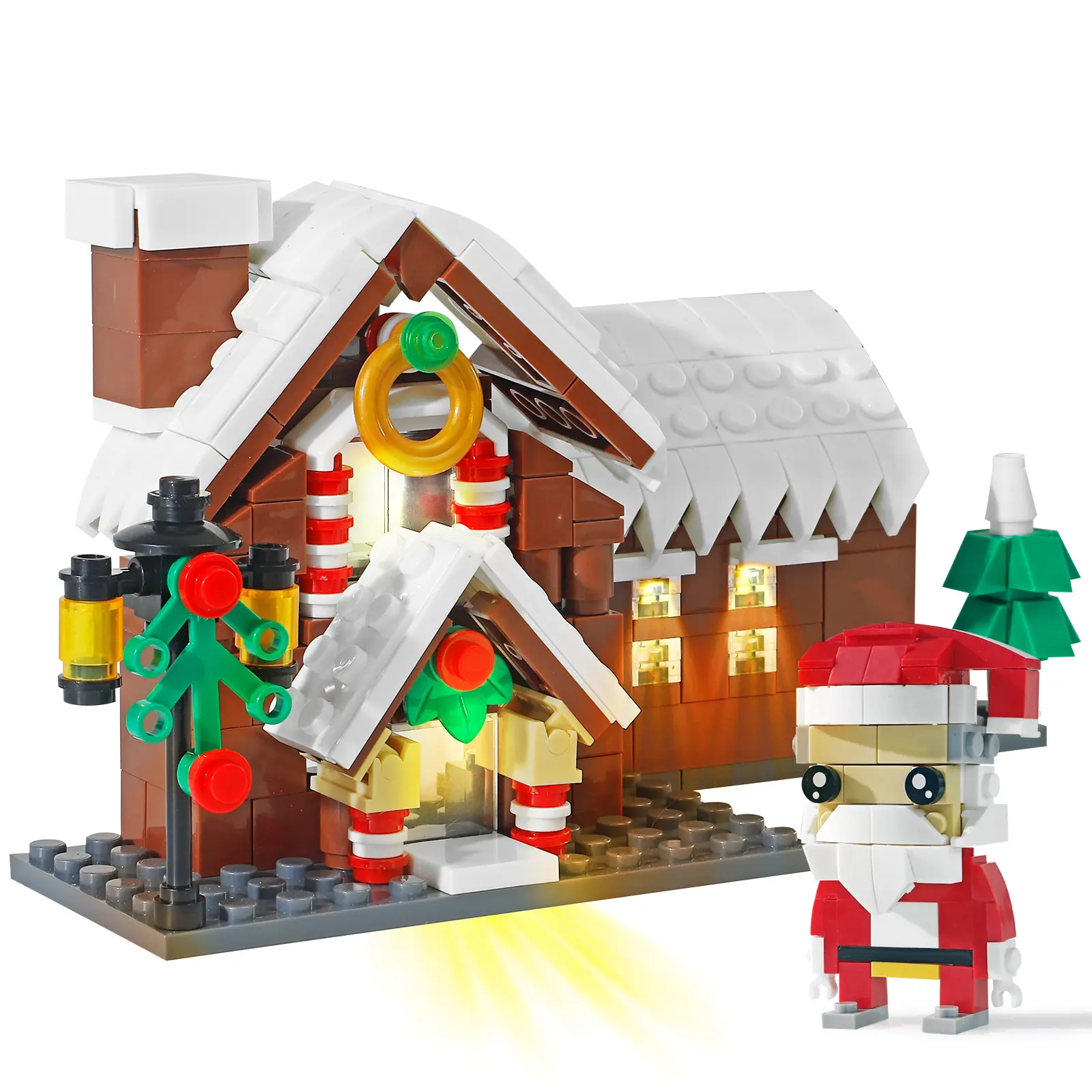 Christmas Santa Claus House Building Blocks Toy – 304PCS Light-Up Brick Set, Holiday Gift for Kids
