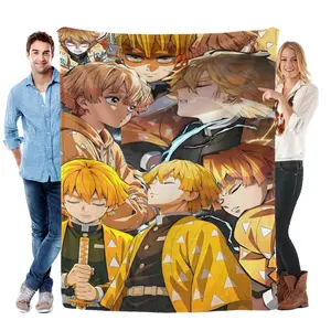 Anime "Demon Slayer" fleece blanket, soft and warm sofa bed, camping office chair cover, room decoration, lightweight and comfortable family gift, special fan gift, warm Christmas gift.