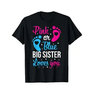 [100% Cotton] 100% Cotton Gender Reveal Big Sister Family T-Shirt