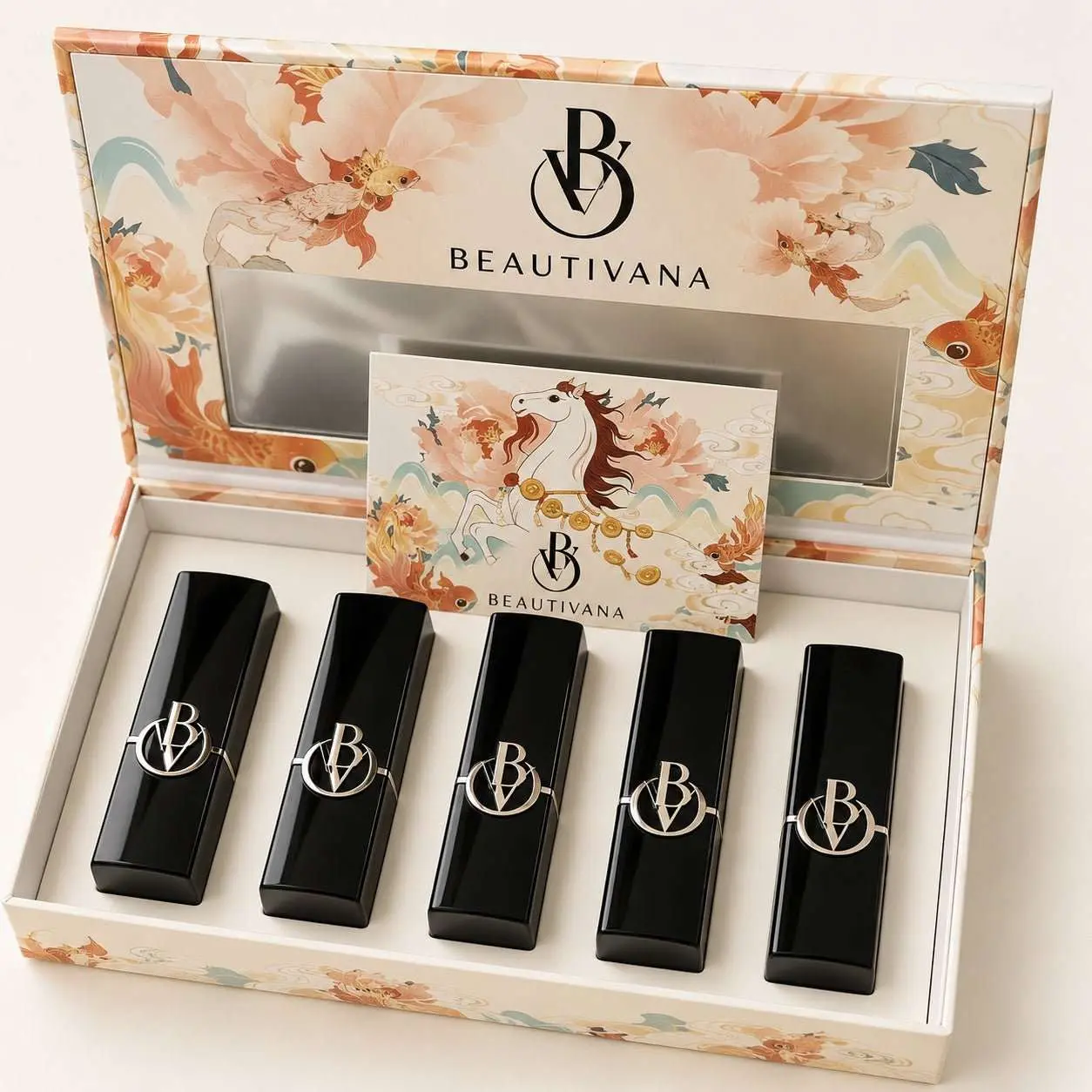 Luxury 5-Piece Lipstick Gift Set with Decorative Box – Cream Matte Lipsticks