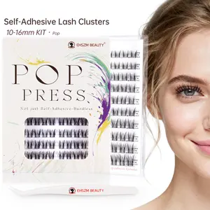 EHSZM BEAUTY POP PRESS Self-Adhesive Lash Clusters, 1-Minute Pre-Glued Press-On, No Glue Needed, All-Day No-Fall, Natural-Curl, Ideal for Daily Makeup
