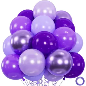 50 count Purple Balloon Set| 12-Inch Metallic Chrome, , Lavender Lilac & Light Purple Balloons for Birthdays, Weddings,  Bridal Showers & Princess Parties