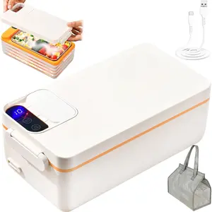 Rechargeable Electric Heated Lunch Box - Cordless   Portable  Timer Heater Keep Hot Meal - Self Reheating Soup Heat Warming Container Heating Warmer for Men Women Adults